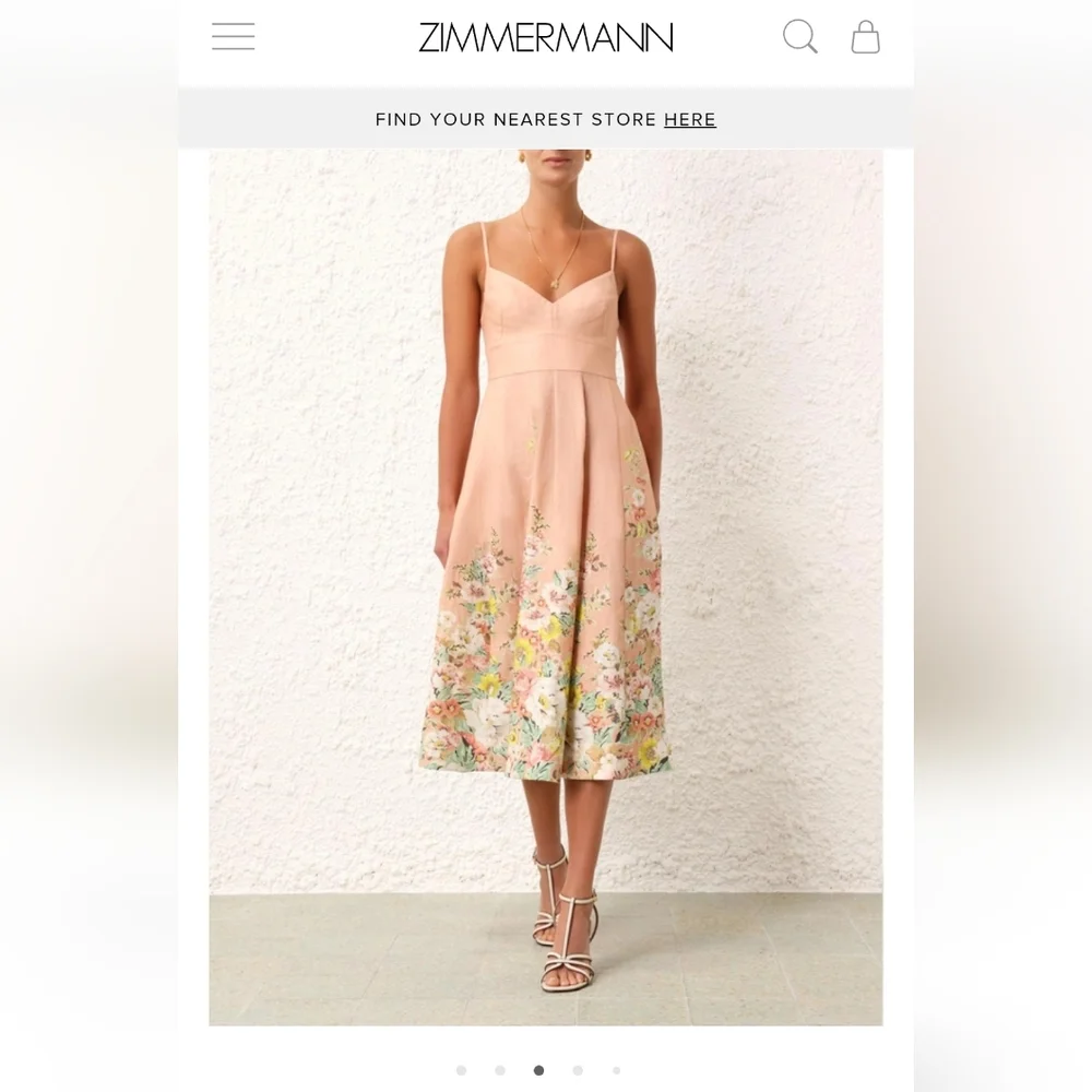 ZIMMERMANN peach linen maxi dress sz 3 (10 US) - Picture 5 of 8